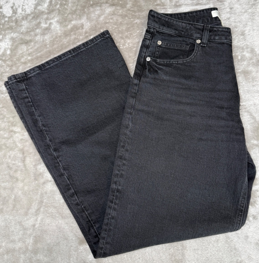 H&M Black Wash Wide Leg Denim Jeans Womens Size 8 NWOT